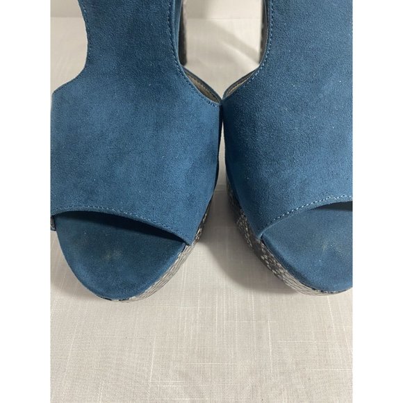 Carlos Santana Galaxy Turquoise Blue  Snake Print Platform Sandals Heels, 8.5M - Picture 5 of 6
